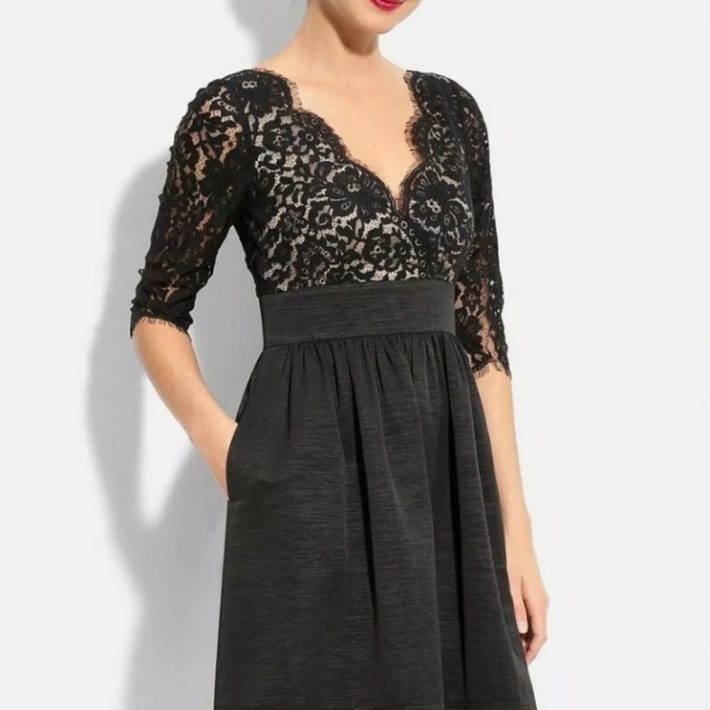 Eliza J Lace  and Faille fit and flare dress- 2